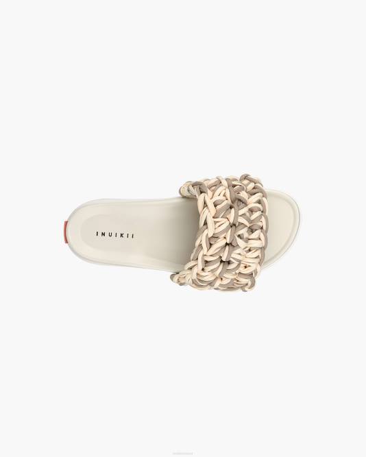 INUIKII Women Beige Multilace Slide Footwear B8TL90