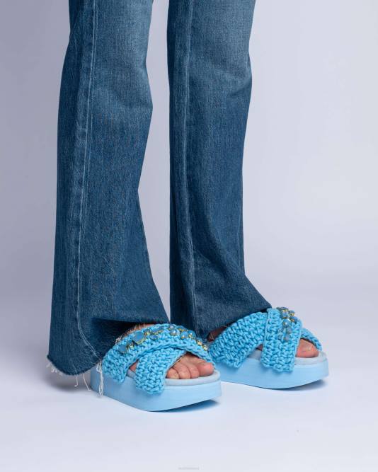 INUIKII Women Blue Woven Stones Platform Footwear B8TL25