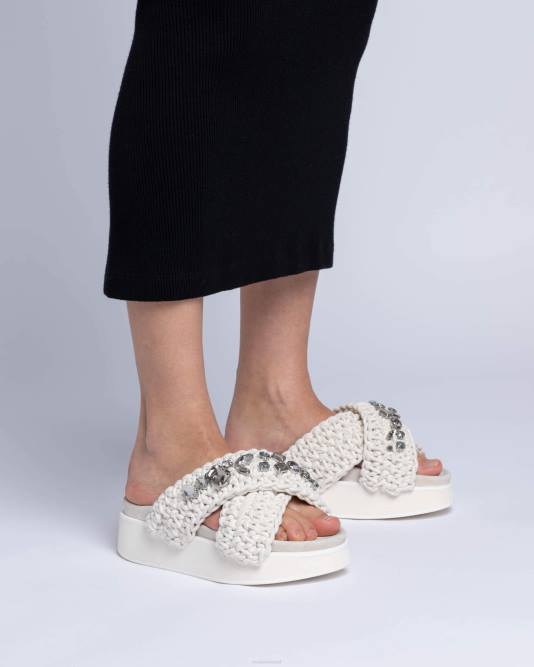 INUIKII Women True White Woven Stones Platform Footwear B8TL9