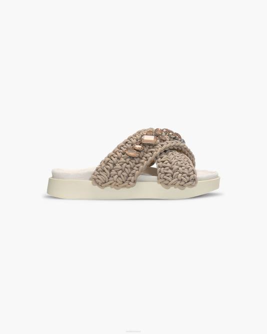 INUIKII Women Taupe Woven Stones Footwear B8TL7