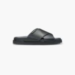 INUIKII Men Black Crossed Leather Footwear B8TL350