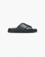 INUIKII Men Black Crossed Leather Footwear B8TL350
