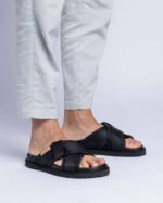 INUIKII Men Black Puffer Crossed Footwear B8TL354 - Image 3