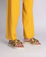 INUIKII Women Beige-Gold Braided Vegan Footwear B8TL94 - Image 3