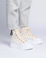 INUIKII Women Beige Matilda Canvas High 23 Footwear B8TL34 - Image 4