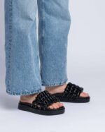 INUIKII Women Black Braided Tube Footwear B8TL92 - Image 3
