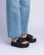 INUIKII Women Black Braided Vegan Platform Footwear B8TL84 - Image 3