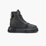 INUIKII Women Black Matilda Leather High Footwear B8TL47