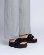 INUIKII Women Black Woven Chain Platform Footwear B8TL24 - Image 3