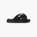 INUIKII Women Black Woven Stones Footwear B8TL5