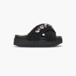 INUIKII Women Black Woven Stones Platform Footwear B8TL18