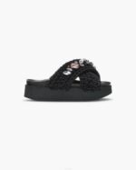 INUIKII Women Black Woven Stones Platform Footwear B8TL18