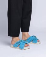 INUIKII Women Blue Woven Stones Footwear B8TL12 - Image 3