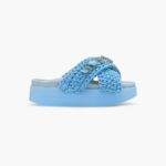 INUIKII Women Blue Woven Stones Platform Footwear B8TL25