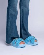 INUIKII Women Blue Woven Stones Platform Footwear B8TL25 - Image 3