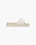 INUIKII Women Cream Woven Chain Footwear B8TL10