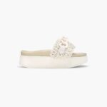 INUIKII Women Cream Woven Chain Platform Footwear B8TL15