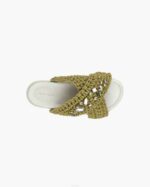 INUIKII Women Khaki Woven Stones Footwear B8TL11 - Image 2