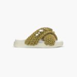 INUIKII Women Khaki Woven Stones Footwear B8TL11