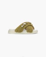 INUIKII Women Khaki Woven Stones Footwear B8TL11