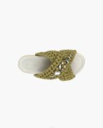 INUIKII Women Khaki Woven Stones Platform Footwear B8TL28 - Image 2