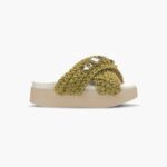 INUIKII Women Khaki Woven Stones Platform Footwear B8TL28