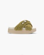 INUIKII Women Khaki Woven Stones Platform Footwear B8TL28