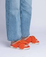 INUIKII Women Orange Woven Stones Footwear B8TL21 - Image 3