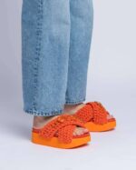 INUIKII Women Orange Woven Stones Platform Footwear B8TL27 - Image 3