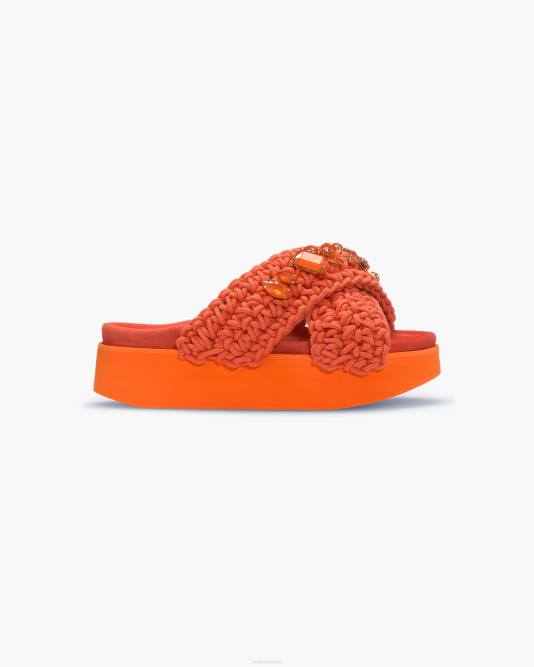 inuikii_women_orange_woven_stones_platform_footwear_b8tl27.jpg INUIKII Women Orange Woven Stones Platform Footwear B8TL27 - Image 1