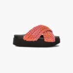 INUIKII Women Pink Platform Woven Batic Footwear B8TL29