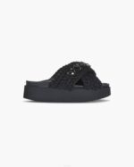 INUIKII Women True Black Woven Stones Platform Footwear B8TL14