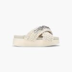 INUIKII Women True White Woven Stones Platform Footwear B8TL9