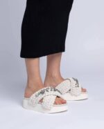 INUIKII Women True White Woven Stones Platform Footwear B8TL9 - Image 3