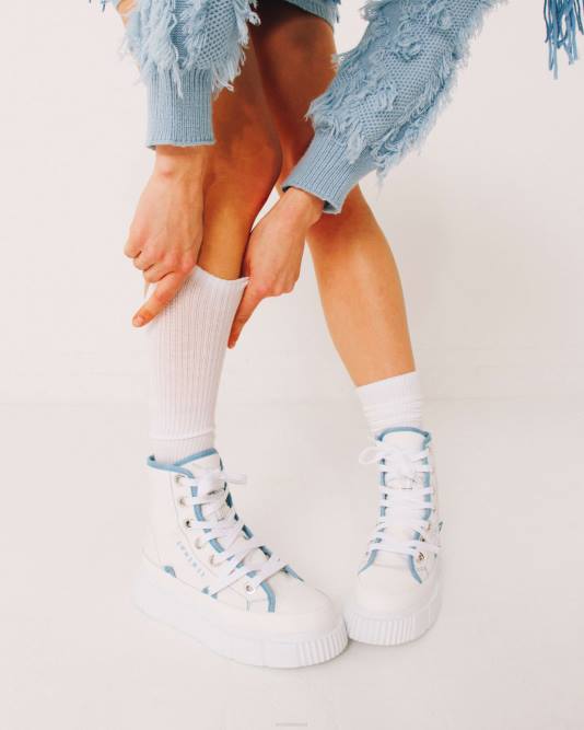 INUIKII Women White / Blue Matilda Canvas Bicolor Footwear B8TL30 - Image 5