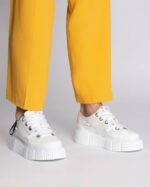 INUIKII Women White Matilda Leather Low Footwear B8TL52 - Image 4