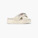 INUIKII Women White Woven Stones Platform Footwear B8TL16