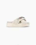 INUIKII Women White Woven Stones Platform Footwear B8TL16